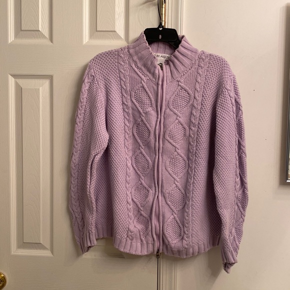Chaus zip down lavender sweater - Picture 1 of 6